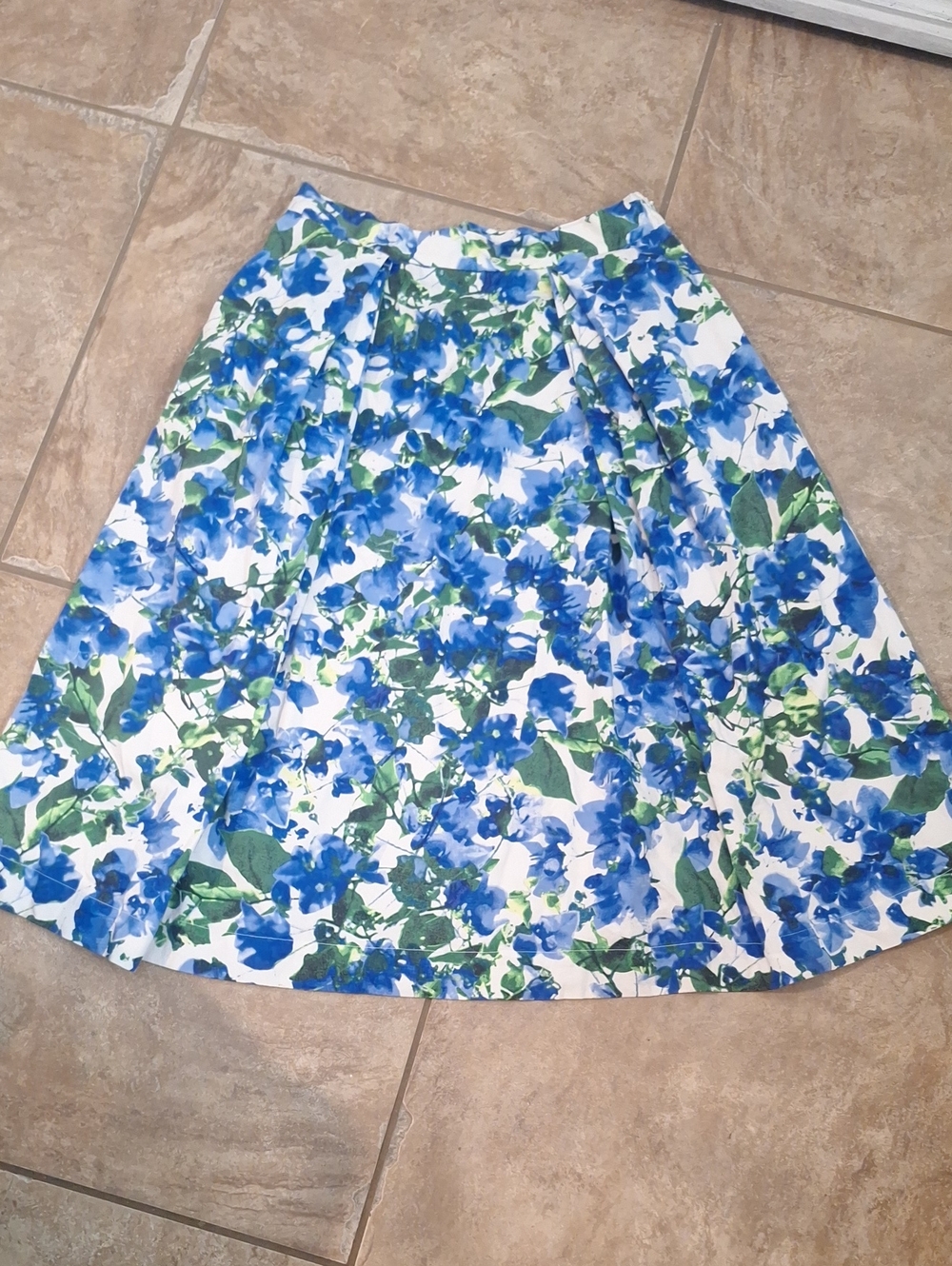 Milly Blue & Green Floral Circle Skirt Sz M